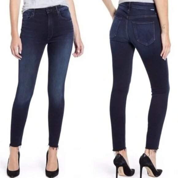 MOTHER High Waisted Looker Ankle Fray Jeans Last Call Size 26 Stretch Denim - Picture 1 of 15